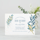 ブルー金ゴールドグリッター30th誕生日パーティー 招待状 (スタンド正面)