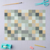 ブルー金ゴールドグリーンプレイドティッシュペーパー 薄葉紙 (クラフト)