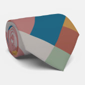 ブルー金ゴールドグレーグリーンテラコッタカラーブロック ネクタイ (ロール)