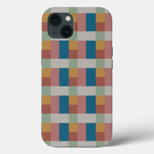 ブルー金ゴールドグレーグリーンテラコッタカラーブロック iPhone 13ケース
