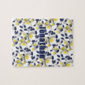 ブルー金ゴールドサッカーチームが男の子の女の子の名前 ジグソーパズル (横)