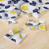 ブルー金ゴールドサッカーチームが男の子の女の子の名前 ジグソーパズル (側面)