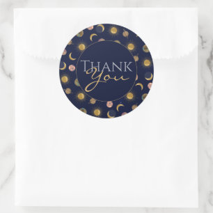 ブルー金ゴールドサンムーンプラデッツ宇宙イラストレーション ラウンドシール