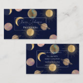 ブルー金ゴールドサンムーンプラデッツ宇宙イラストレーション 名刺 (正面/裏面)