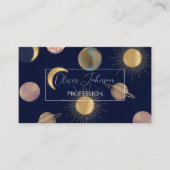 ブルー金ゴールドサンムーンプラデッツ宇宙イラストレーション 名刺 (正面)