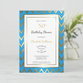 ブルー金ゴールドシェブロン30th誕生日ディナーパーティー 招待状 (スタンド正面)