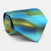 ブルー金ゴールドシルクウォーターカラー抽象芸術 ネクタイ (ロール)