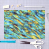 ブルー金ゴールドシルクウォーターカラー抽象芸術 薄葉紙 (クラフト)