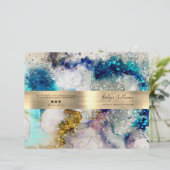 ブルー金ゴールドシルバーウォーターカラーサービスメニューパンフレット (スタンド正面)