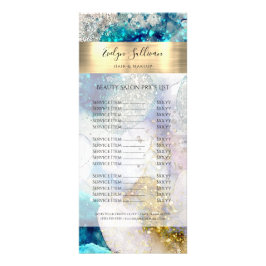 ブルー金ゴールドシルバーグリッター水彩価格表 ラックカード