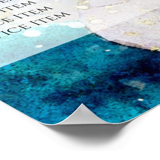 ブルー金ゴールドシルバーグリッター水色価格表 ポスター (角)