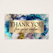 ブルー金ゴールドシルバーグリッター水色割引カード (正面)