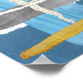 ブルー金ゴールドシルバー抽象芸術コラージポスター ポスター (角)