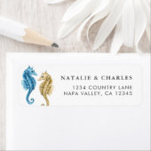 ブルー金ゴールドシーホース差出人住所 ラベル (インサイチュ)