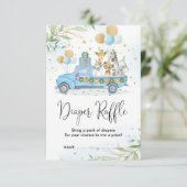 ブルー金ゴールドジャングルサファリアニマルズおむつラッフル エンクロージャーカード (スタンド正面)