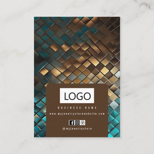 ブルー金ゴールドジュエリーイヤリングネックレスディスプレイカード 名刺 (裏面)