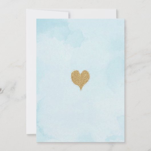 ブルー金ゴールドスウィートバレンティーンズボーイベビーシャワー 招待状 (裏面)