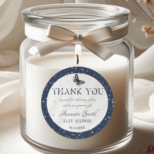 ブルー金ゴールドスカイ魔法ウッドランド動物ベビーシャワー ラウンドシール