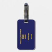 ブルー金ゴールドスクールカラーバスケットボールバッグ ラゲッジタグ (裏面縦)