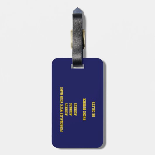 ブルー金ゴールドスクールカラーバスケットボールバッグ ラゲッジタグ (裏面縦)