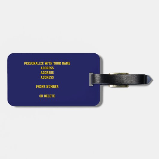 ブルー金ゴールドスクールカラーバスケットボールバッグ ラゲッジタグ (裏面横)