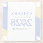 ブルー金ゴールドスクール大学卒業 ガラスコースター (裏面)