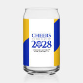 ブルー金ゴールドスクール大学卒業 ガラス缶 (正面)