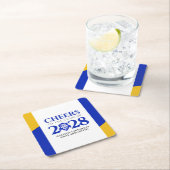 ブルー金ゴールドスクール大学卒業 スクエアペーパーコースター (インサイチュ)