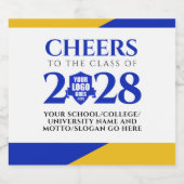 ブルー金ゴールドスクール大学卒業 スパークリングワインラベル (シングルラベル)