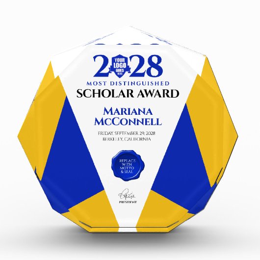 ブルー金ゴールドスクール大学卒業 フォトブロック (正面)