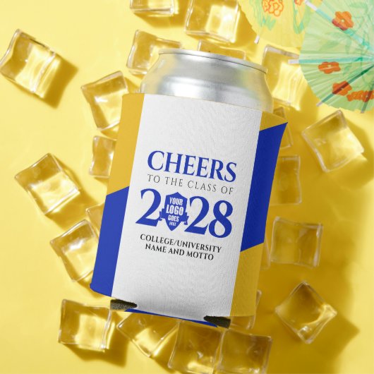 ブルー金ゴールドスクール大学卒業 缶クーラー (インサイチュ 夏)