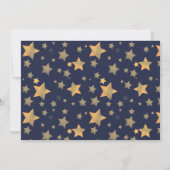 ブルー金ゴールドスターズエレガントヴィンテージクリスマスパーティー 招待状 (裏面)