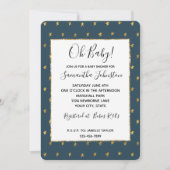 ブルー金ゴールドスターズベビーシャワー 招待状 (正面)