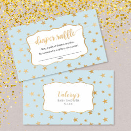 ブルー金ゴールドスターズボーイおむつラッフルカード 名刺