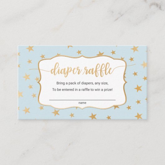 ブルー金ゴールドスターズボーイおむつラッフルカード 名刺 (正面)