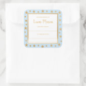 ブルー金ゴールドスターズ男の子の赤ちゃんシャワー蔵書票 スクエアシール (バッグ)