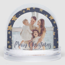 ブルー金ゴールドスターファミリー写真メリークリスマス