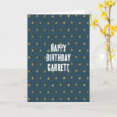 ブルー金ゴールドスター誕生日 カード (黄色い花)