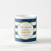 ブルー金ゴールドストライプの写真最高のおじいちゃんクリスマス コーヒーマグカップ (中央)