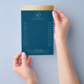 ブルー金ゴールドストライプモノグラムサークル チラシ (ハンドル)