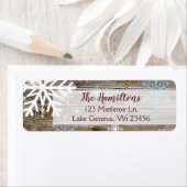 ブルー金ゴールドスノーフレークと木のクリスマスまたは休日 ラベル (インサイチュ)