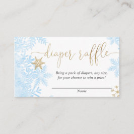 ブルー金ゴールドスノーフレーク男の子のシャワーおむつラッフル エンクロージャーカード
