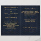 ブルー金ゴールドスノーフレーク結婚式のプログラムを折り畳んだ (裏面)