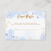 ブルー金ゴールドスノーフレーク赤ちゃんシャワーおむつラッフル エンクロージャーカード (正面)