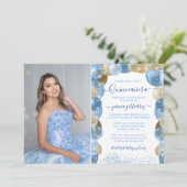 ブルー金ゴールドスパークルキンセアニラバルーンフォトインビタ 招待状 (スタンド正面)