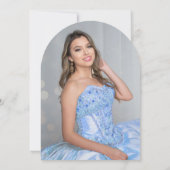 ブルー金ゴールドスパークルフォトキンセアニラバルーン 招待状 (裏面)