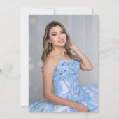 ブルー金ゴールドスパークルフォトキンセアニラバルーン 招待状 (裏面)