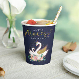 ブルー金ゴールドスワンプリンセスピンクフローラベイビーシャワー 紙コップ