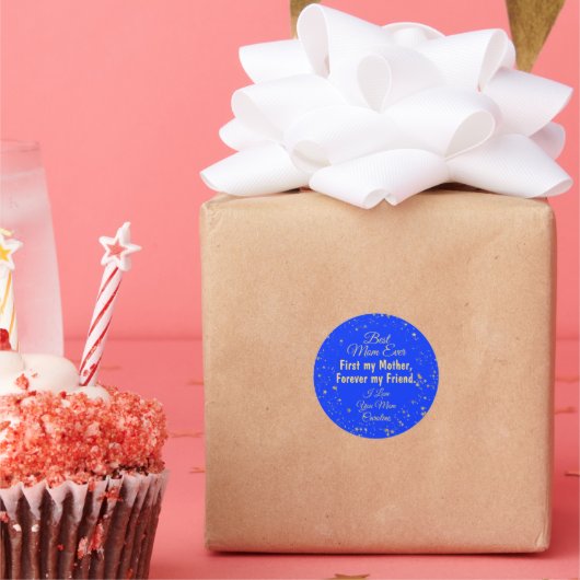 ブルー金ゴールドス最高のターお母さモダンん日 ラウンドシール (パーティー)