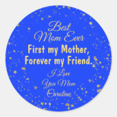 ブルー金ゴールドス最高のターお母さモダンん日 ラウンドシール (正面)